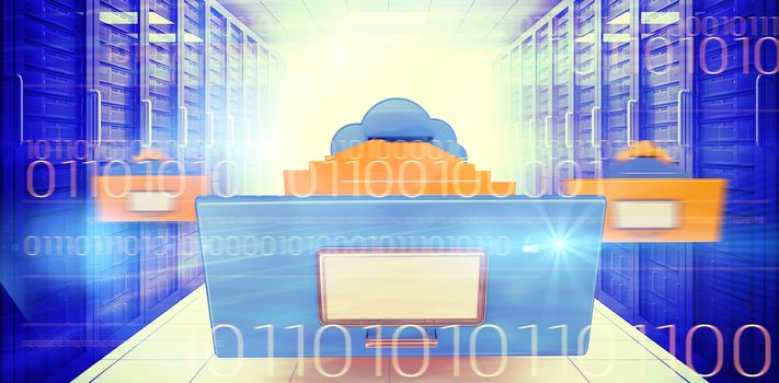 interface against composite image of cloud computing drawer