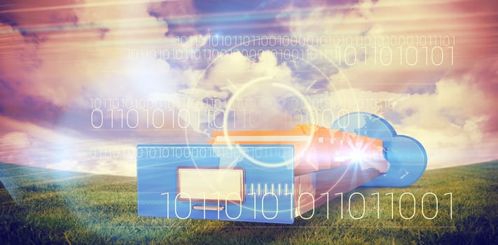 interface against composite image of cloud computing drawer