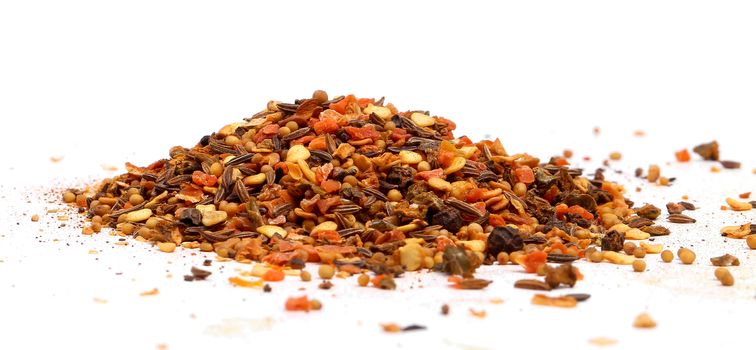 Ingredients. Colorful spices on a white background