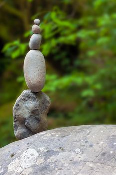 Balancing Stone Pebble Rocks Against Blurred Background