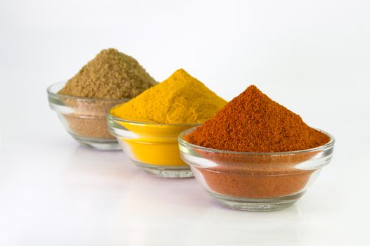 Chilli Powder, Turmeric Powder & Coriander powder in Bowl.