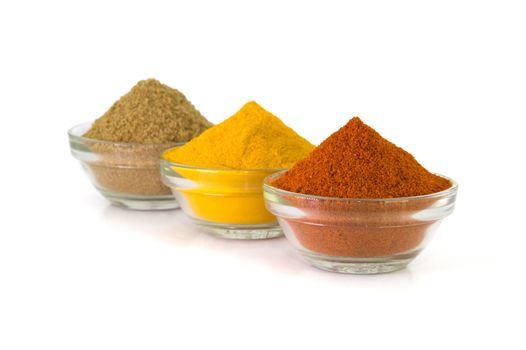 Chilli Powder, Turmeric Powder & Coriander powder in Bowl.