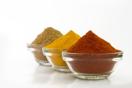 Chilli Powder, Turmeric Powder & Coriander powder in Bowl.