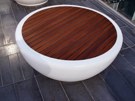 Wooden modern trendy design round circular street bench
