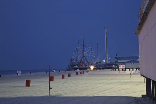 Seaside Heights, a popular recreation beach in New Jersey, in early morning of its off-season.