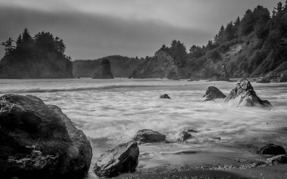 A rocky beach in Northern California, USA.