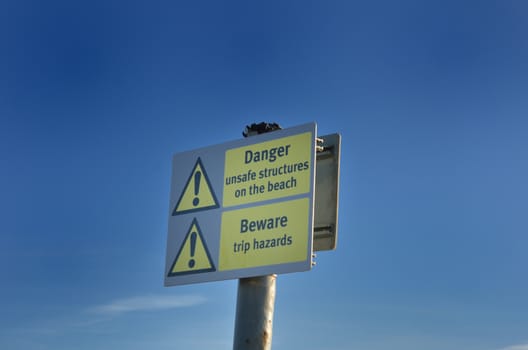 Beach hazard sign