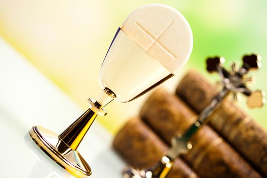 Holy communion, bright background, saturated concept