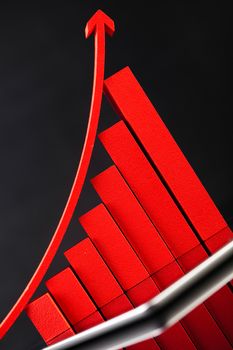 Computer tablet with financial graph