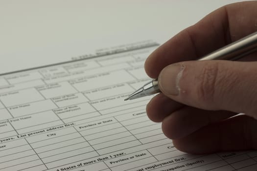 Close up of an application form to be completed