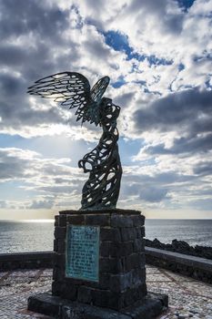 Nike statue at Giardini Naxos, Sicily, Italy -  Nike Carmelo Mendola sculpture 