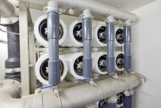 reverse osmosis equipment inside of plant 