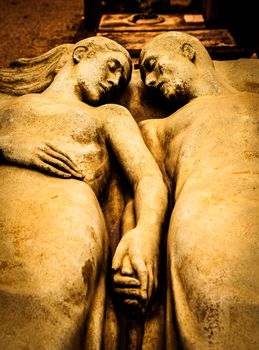 Detail of a more than 100 years old tomb dedicated to a married couple