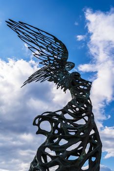 Nike statue at Giardini Naxos, Sicily, Italy -  Nike Carmelo Mendola sculpture 