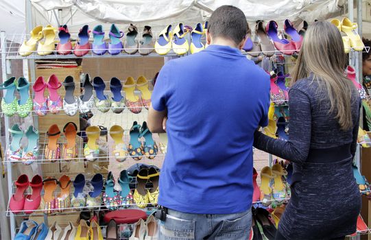 SAO PAULO, BRAZIL - MAY 17, 2015: An unidentified woman in street in Sao Paulo downtown.