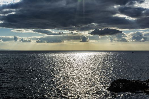 Sky with clouds before a rainstorm over the black sea