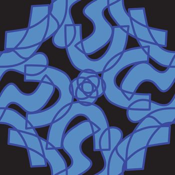 Blue and black kaleidoscope pattern in seamless background