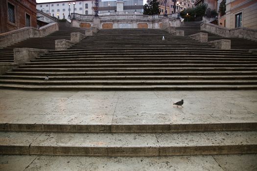  Spanish square with Spanish Steps  in Rome Italy, piazza Spagna ( photographed very early in the morning )