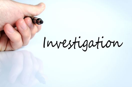 Pen in the hand isolated over white background Investigation Concept