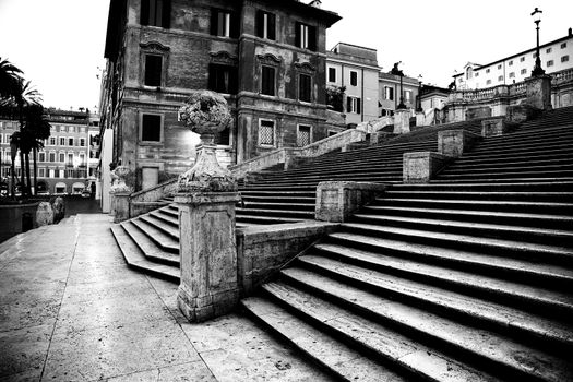  Spanish square with Spanish Steps  in Rome Italy, piazza Spagna