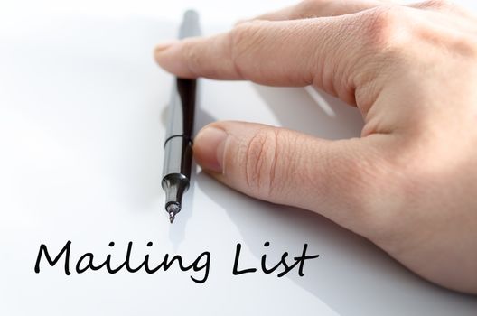 Pen in the hand isolated over white background Mailing list concept