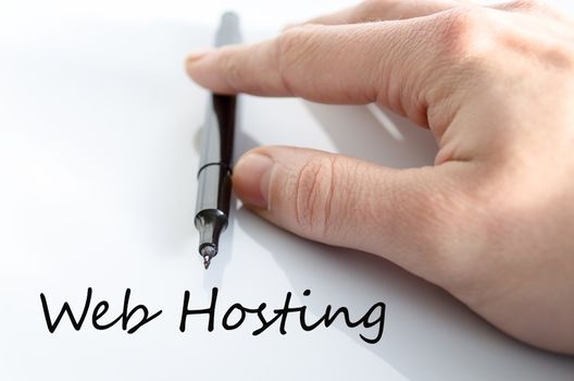 Pen in the hand isolated over white background Web Hosting concept