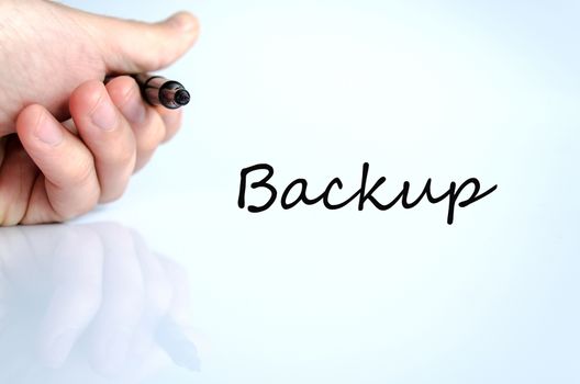 Pen in the hand isolated over white background Backup concept