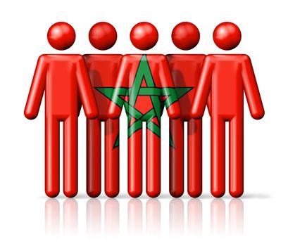 Flag of Morocco on stick figure - national and social community symbol 3D icon