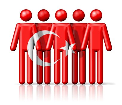 Flag of Turkey on stick figure - national and social community symbol 3D icon