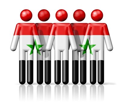 Flag of Syria on stick figure - national and social community symbol 3D icon

