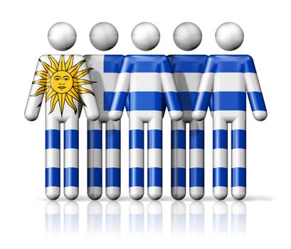 Flag of Uruguay on stick figure - national and social community symbol 3D icon