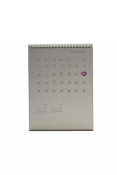 calendar isolated on white background mark heart on 14