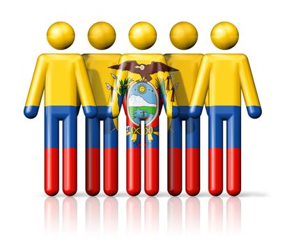 Flag of Ecuador on stick figure - national and social community symbol 3D icon