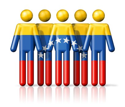 Flag of Venezuela on stick figure - national and social community symbol 3D icon