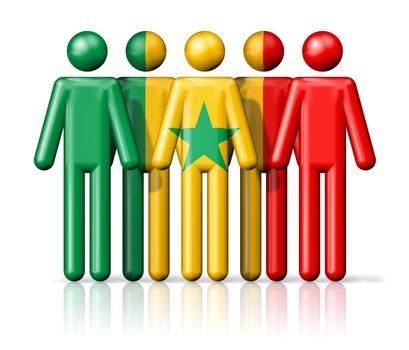 Flag of Senegal on stick figure - national and social community symbol 3D icon