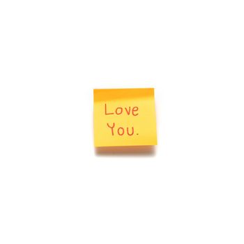 sticky note love you word isolated on white background