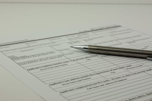 Close up of an application form to be completed