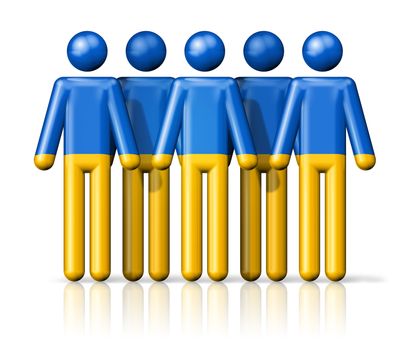 Flag of Ukraine on stick figure - national and social community symbol 3D icon
