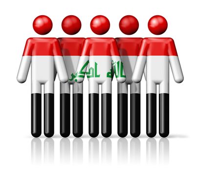 Flag of Iraq on stick figure - national and social community symbol 3D icon