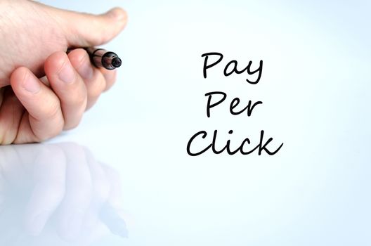 Pen in the hand isolated over white background Pay per click concept
