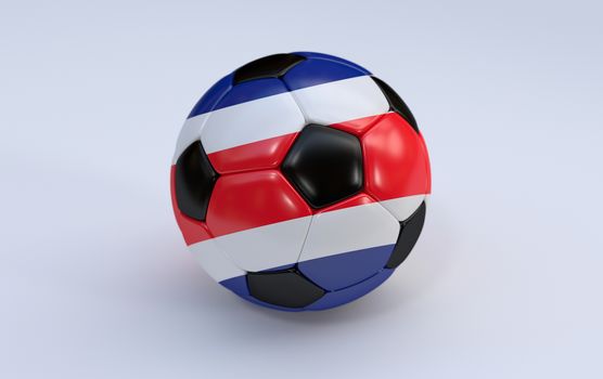 Costa Rica flag on soccer, football ball on white background