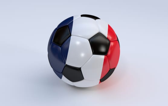 France flag on soccer, football ball on white background