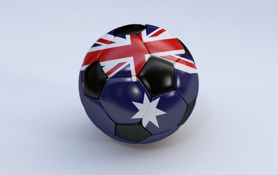 Australia flag on soccer, football ball on white background