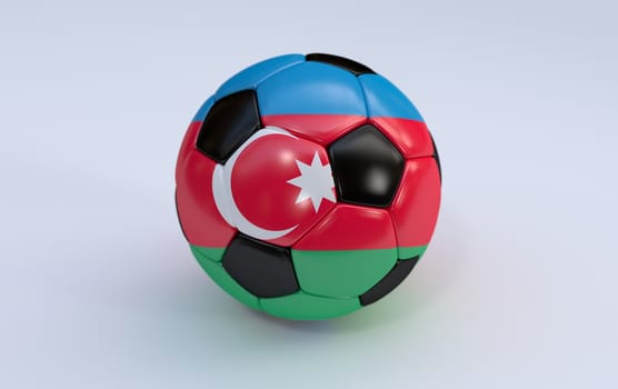 Azerbaijan flag on soccer, football ball on white background