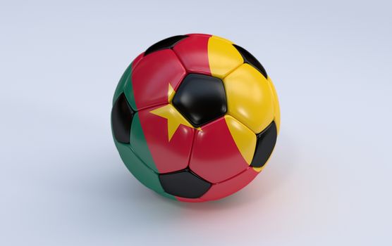Cameroon flag on soccer, football ball on white background