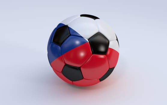 Czech Republic flag on soccer, football ball on white background