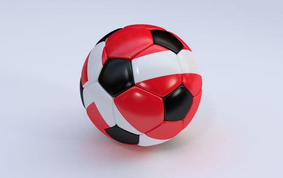 Denmark flag on soccer, football ball on white background