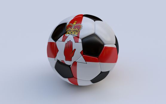 Northern Ireland flag on soccer, football ball on white background
