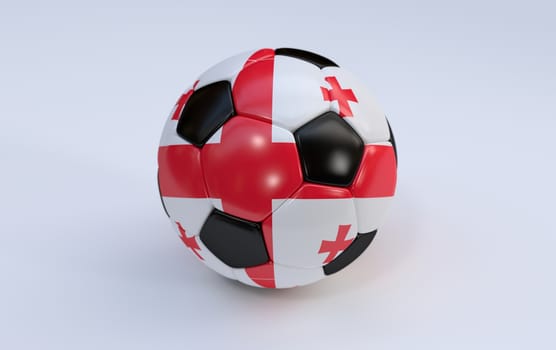 Georgia flag on soccer, football ball on white background
