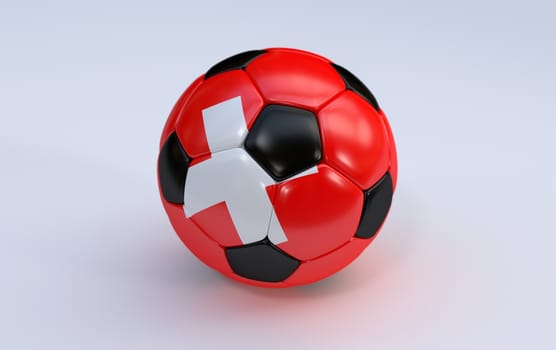 Switzerland flag on soccer, football ball on white background